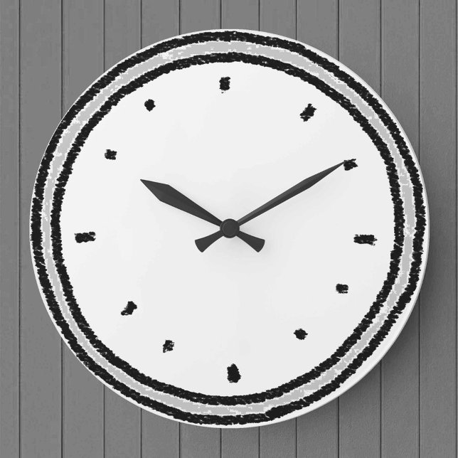 Rough Charcoal Gezeichnet Style Clock Face Große Wanduhr (Von Creator hochgeladen)