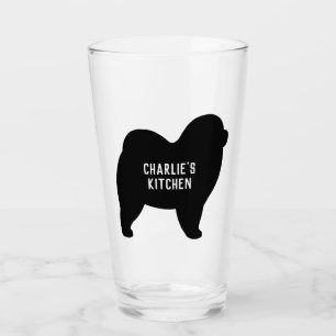 Rough Chow Silhouette Custom Dog Lover's Glass Glas