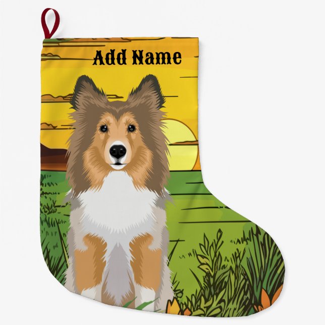 Rough Coat Collie Großer Weihnachtsstrumpf (Vorderseite)