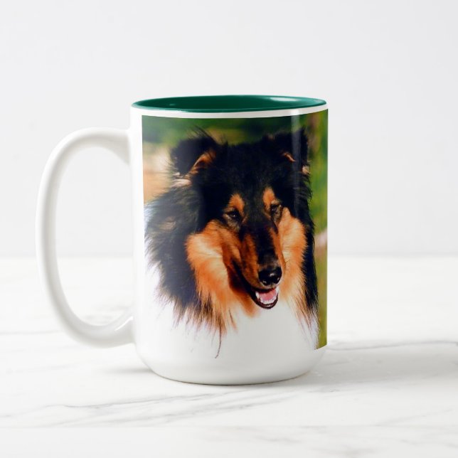 Rough Coil Collie Zweifarbige Tasse (Links)