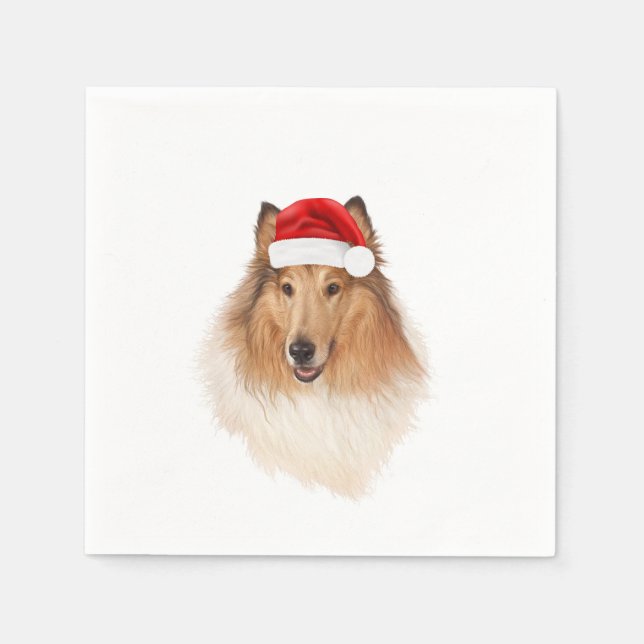 Rough Collie A & M Holiday Napkin Serviette (Vorderseite)