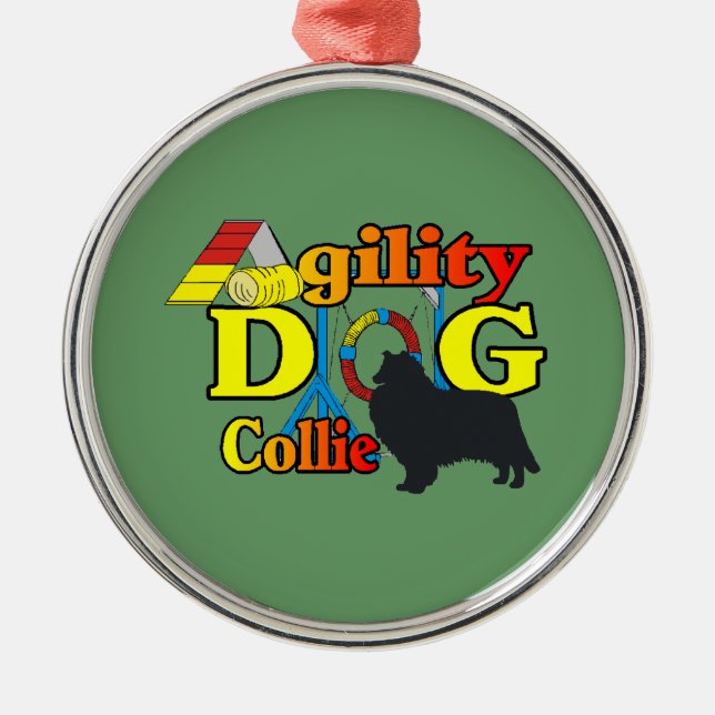 Rough Collie Agility Ornament Aus Metall (Vorne)