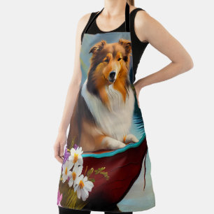 Rough Collie auf einem Paddel: Ein landschaftliche Schürze