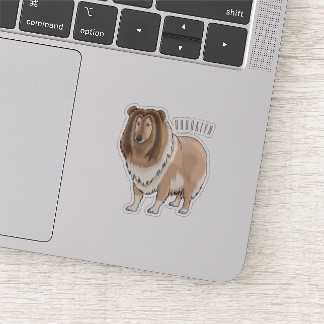 Rough Collie Cartoon Illustration Aufkleber (Ausschnitt)
