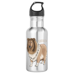 Rough Collie Cartoon Illustration Edelstahlflasche