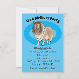 Rough Collie Cartoon Illustration Einladung