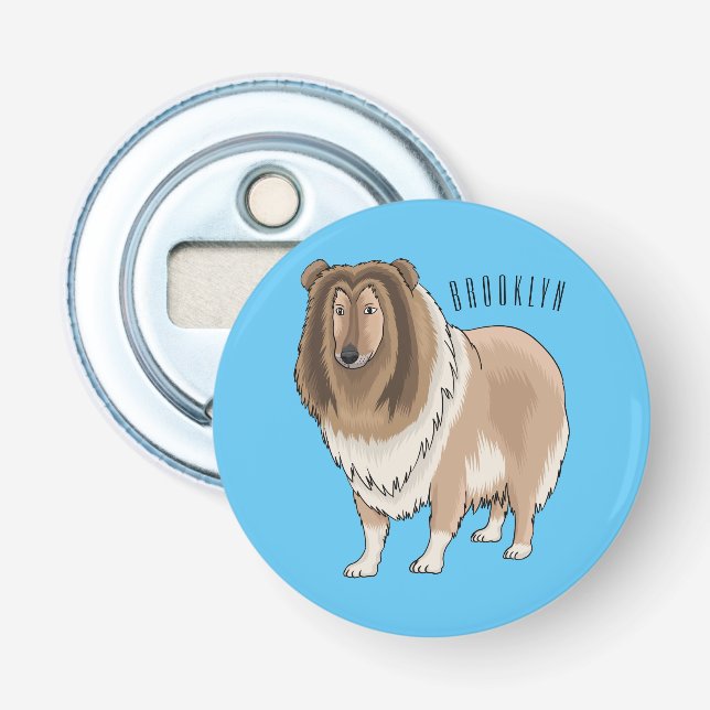 Rough Collie Cartoon Illustration Flaschenöffner (Vorderseite)