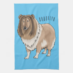 Rough Collie Cartoon Illustration Geschirrtuch
