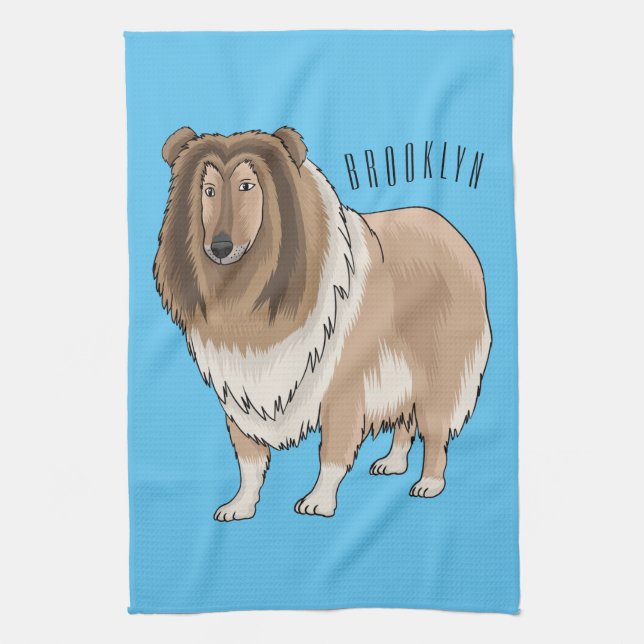 Rough Collie Cartoon Illustration Geschirrtuch (Vertikal)