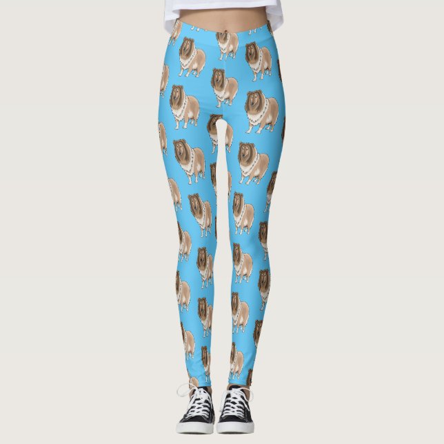Rough Collie Cartoon Illustration Leggings (Vorderseite)