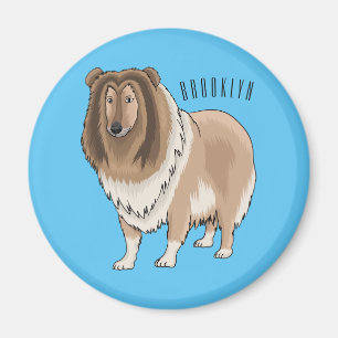 Rough Collie Cartoon Illustration Magnet