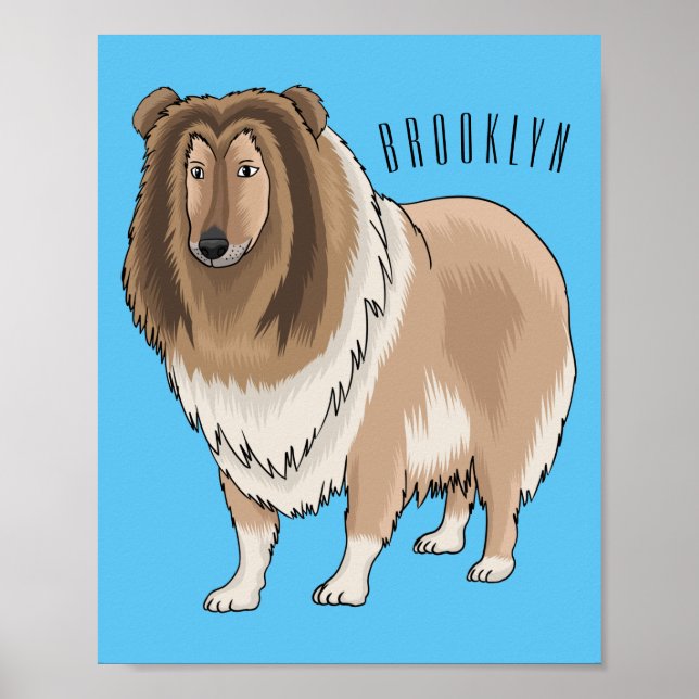 Rough Collie Cartoon Illustration Poster (Vorne)