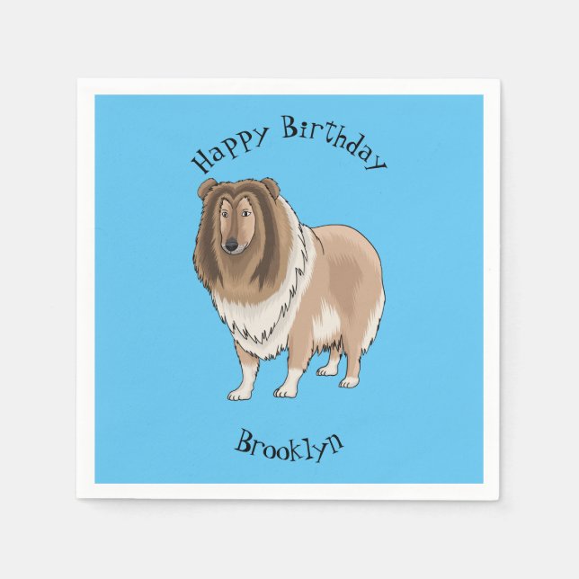 Rough Collie Cartoon Illustration Serviette (Vorderseite)