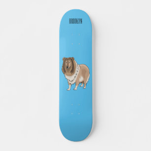 Rough Collie Cartoon Illustration Skateboard