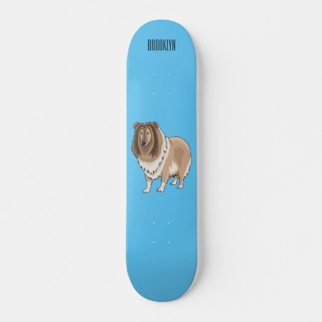 Rough Collie Cartoon Illustration Skateboard (Vorne)