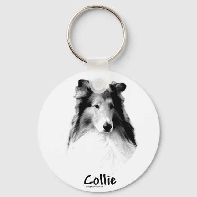 Rough Collie Charcoal Schlüsselanhänger (Vorderseite)