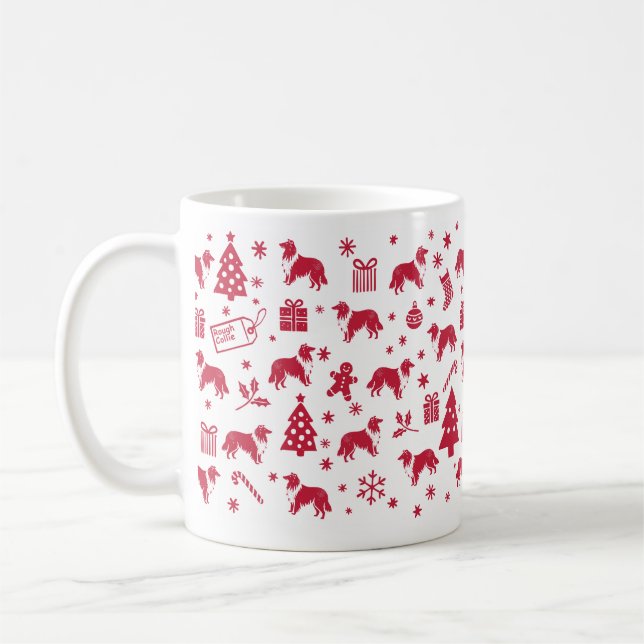 Rough Collie Christmas Design Kaffeetasse (Links)