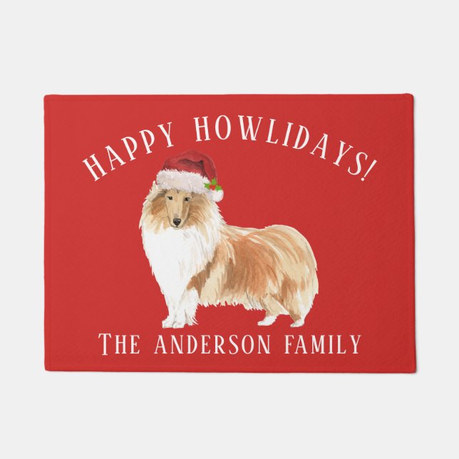 Rough Collie Christmas Fußmatte (Vorderseite)