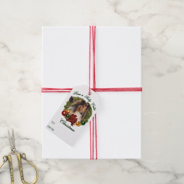 Rough Collie Christmas Geschenkanhänger (Mit Garn)