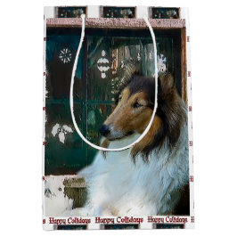 Rough Collie Christmas Mittlere Geschenktüte