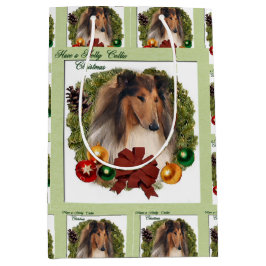 Rough Collie Christmas Mittlere Geschenktüte