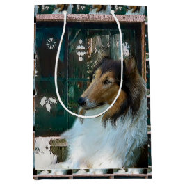 Rough Collie Christmas Mittlere Geschenktüte
