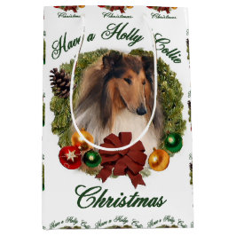 Rough Collie Christmas Mittlere Geschenktüte