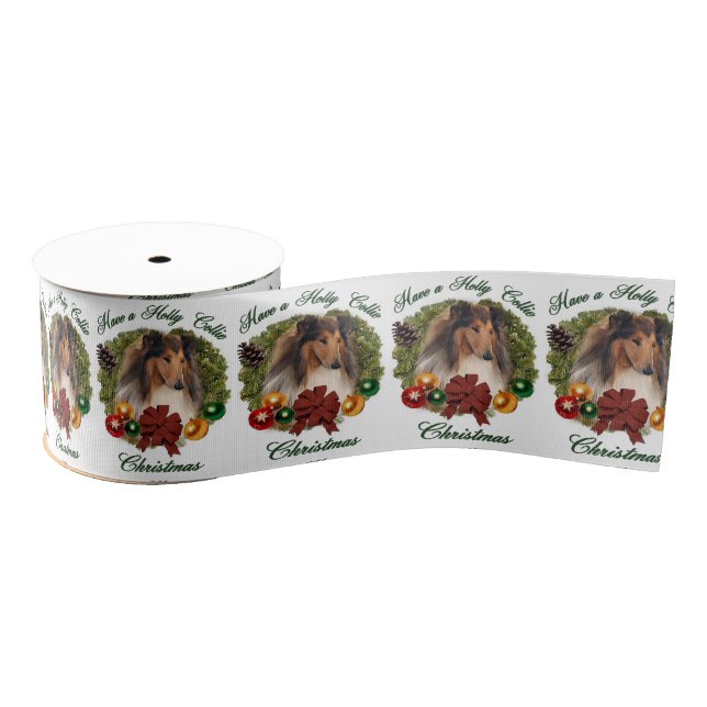 Rough Collie Christmas Ripsband (Spule)