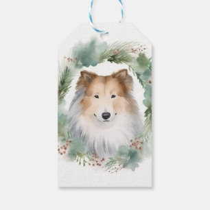 Rough Collie Christmas Wreath Geschenkanhänger