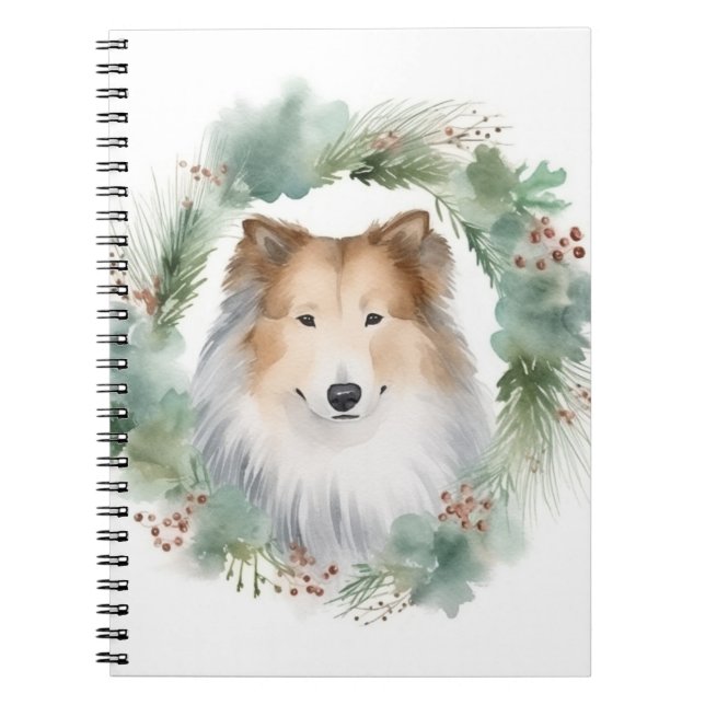 Rough Collie Christmas Wreath Notizblock (Vorderseite)