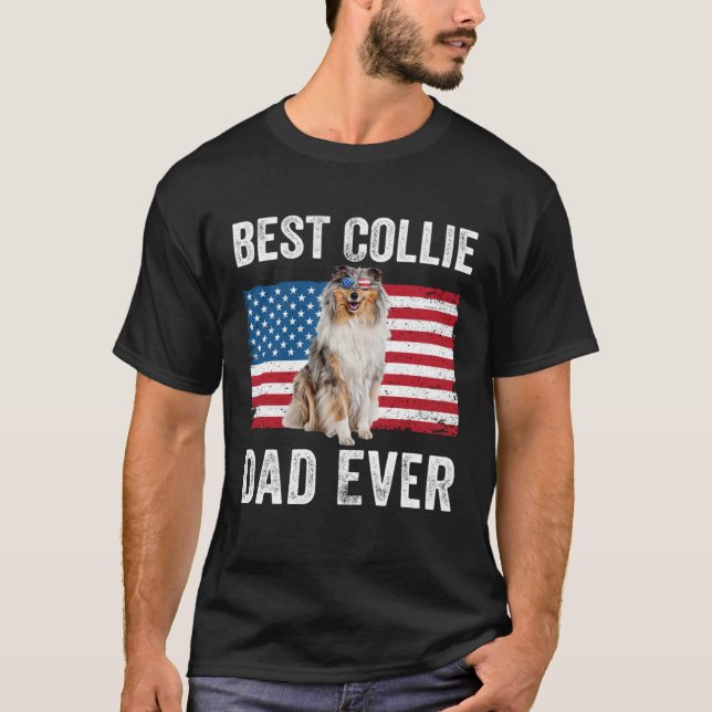 Rough Collie Dad American Flag Collie Dog  Owner T-Shirt (Vorderseite)
