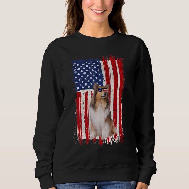 Rough Collie Dog American Flag Patriotic 4. Sweatshirt (Vorderseite)