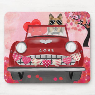 Rough Collie Dog Car mit Herzvalentiner Mousepad
