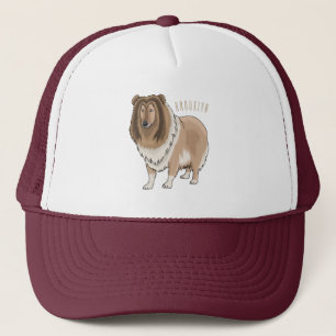 Rough collie dog cartoon illustration truckerkappe