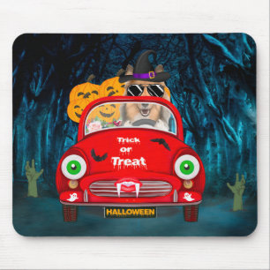 Rough Collie Dog Driving Car Beängstigend Hallowee Mousepad