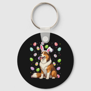 Rough Collie Dog Easter Egg Hunt Bunny Ohr Ostern Schlüsselanhänger