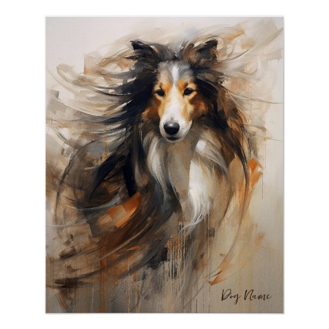 Rough Collie Dog im Wind 2002 - Yacobsen Derosa Poster (Vorderseite)