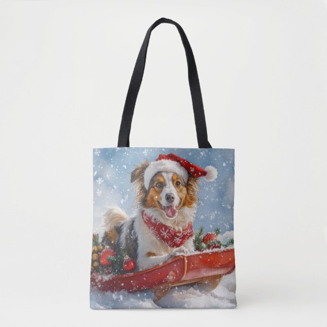 Rough Collie Dog in Sledge Let it Snow Christmas (Vorderseite)