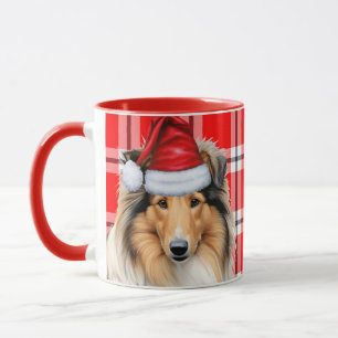 Rough Collie Dog Lover Holiday Karierte Weihnachte Tasse