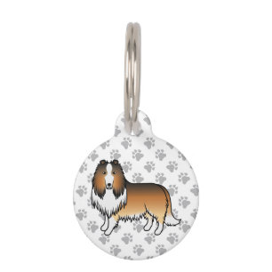 Rough Collie Dog mit Pfoten & Pet's Info Haustiermarke
