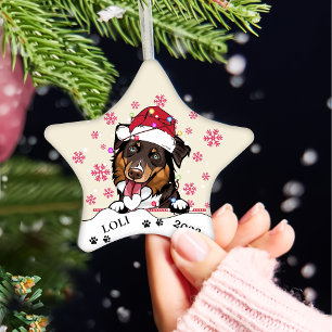 Rough Collie Dog Personalisiert Zeichnend Hand Keramik Ornament