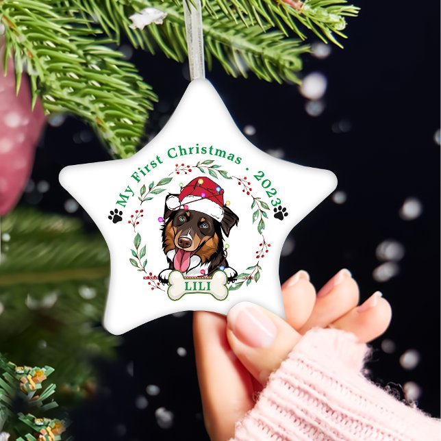 Rough Collie Dog Personalisiertes Weihnachtsgesche Keramik Ornament (Von Creator hochgeladen)