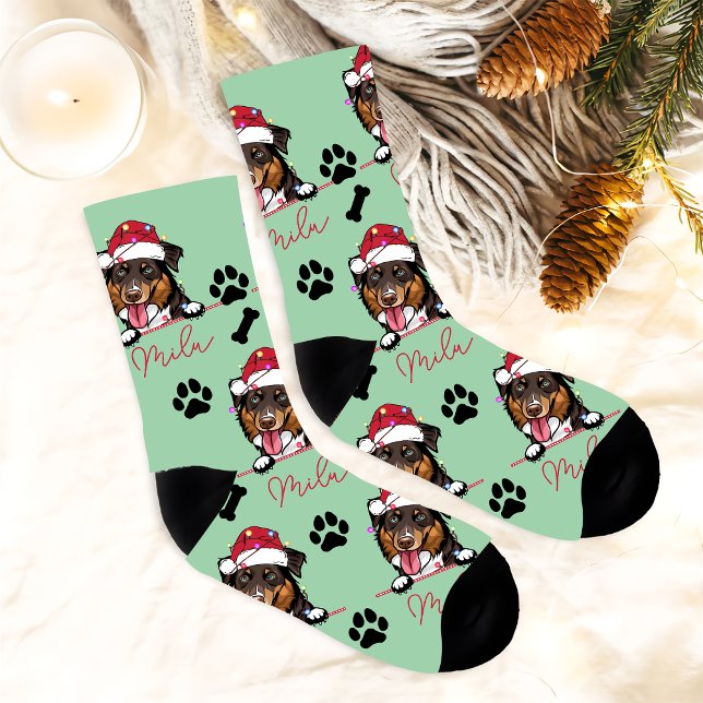 Rough Collie Dog Personalisiertes Weihnachtsgesche Socken (Von Creator hochgeladen)