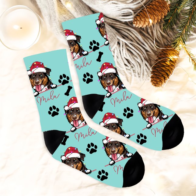 Rough Collie Dog Personalisiertes Weihnachtsgesche Socken (Von Creator hochgeladen)