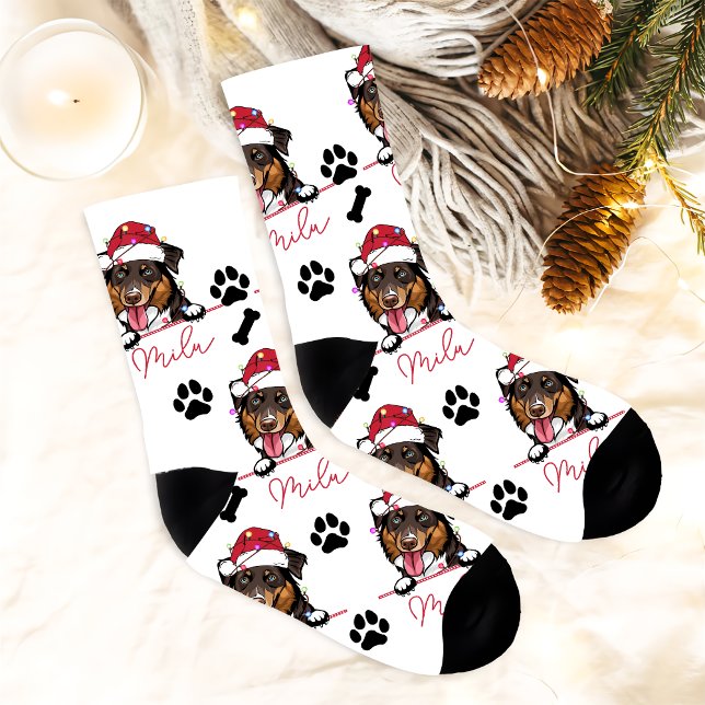 Rough Collie Dog Personalisiertes Weihnachtsgesche Socken (Von Creator hochgeladen)