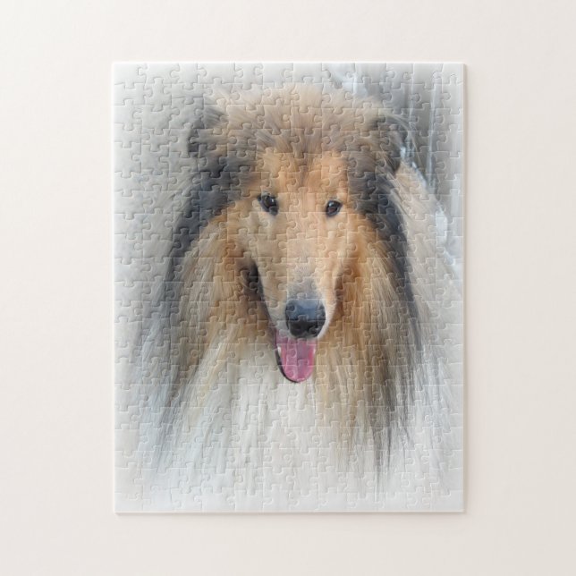 Rough Collie Dog Puzzle (Vertikal)