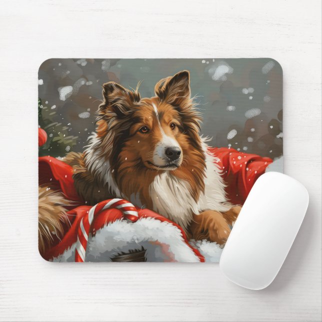 Rough Collie Dog Weihnachtsfest Mousepad (Mit Mouse)