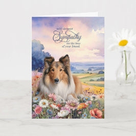 Rough Collie Dog with Wildflowers Pet Sympathy Karte