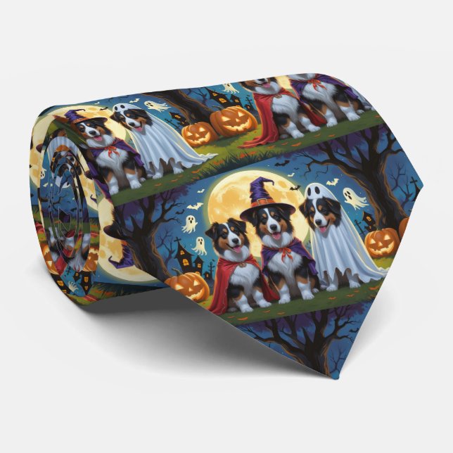 Rough Collie Dogs Pumpkin Halloween Funny Krawatte (Gerollt)