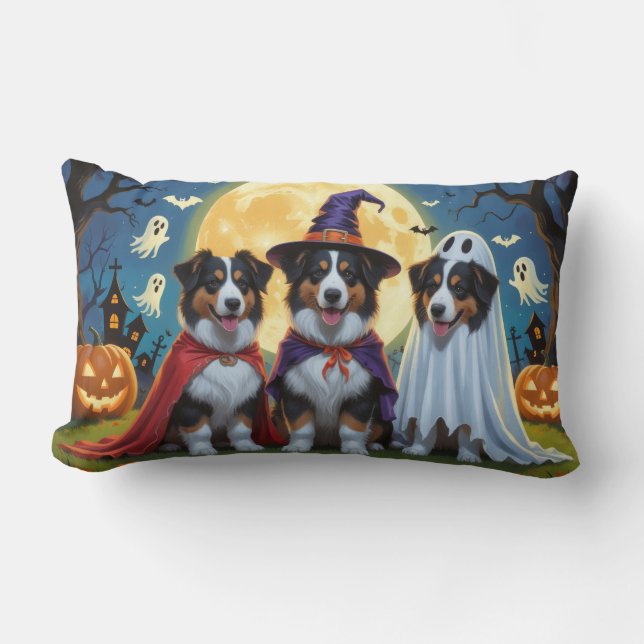 Rough Collie Dogs Pumpkin Halloween Funny Lendenkissen (Vorderseite)